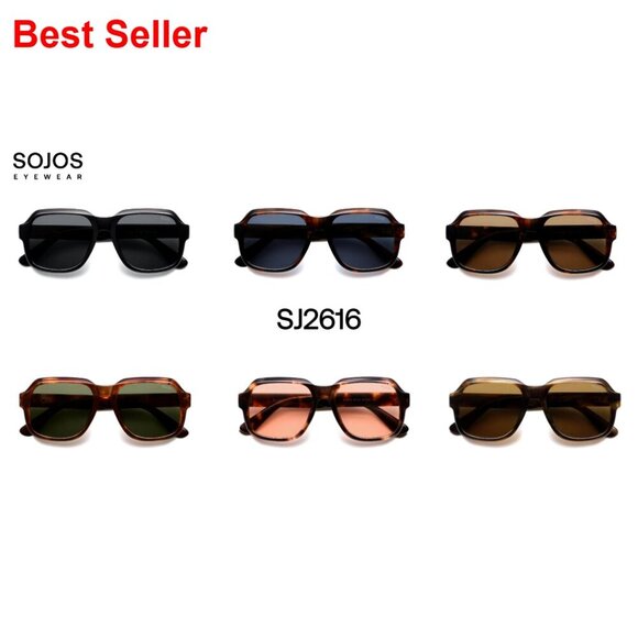 Retro Square Polarized Sunglasses, Oversized Vintage Frames, UV400 Protection